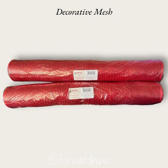 Handmade Holiday Red Decorative Mesh - Two Rolls 21” x 30ft - Picture 1 of 7